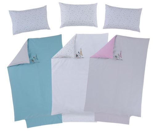 Parure housse de couette P'tit Basile collection 'Little Paris' - Blanc