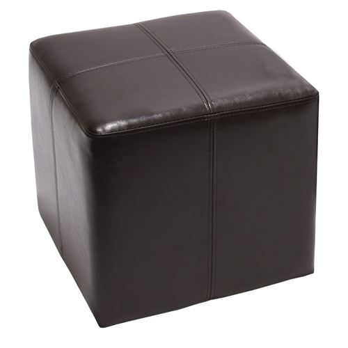 Pouf d&eacute;, tabouret Onex, cuir, 36x36x36cm, marron