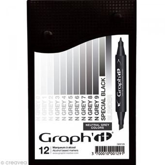 Assortiment Feutre à alcool Graph'it Neutral grey colors x 12