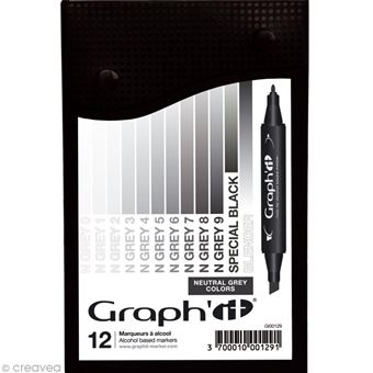 Assortiment Feutre à alcool Graph'it Neutral grey colors x 12