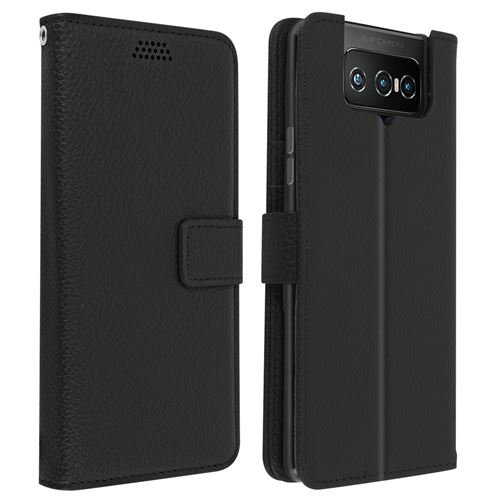 Avizar Housse pour Asus Zenfone 7 ZS670KS / 7 Pro ZS671KS Porte-carte Fonction Support Vidéo Dragonne Noir