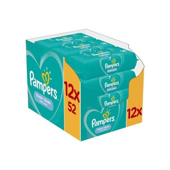 Lingettes Bébé - Pampers Fresh Clean - Lot de 12 Paquets de 52 (624  Lingettes) - Lingettes bébé - Achat & prix
