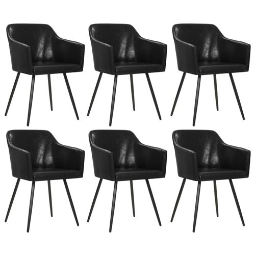 vidaXL Chaise de salle à manger 6 pcs Noir Similicuir