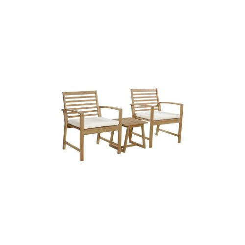 Finlandek Salon De Jardin Table 2 Fauteuils En Acacia Ecru