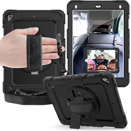 GENERIQUE - Coque de protection tablette - Apple iPad 9.7 pouces - Noir - Support 360° et sangle - Image 2