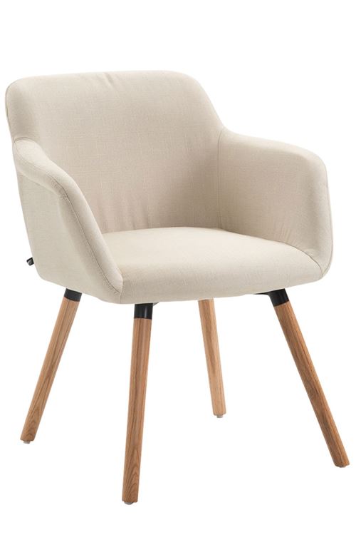 Chaise de salle à manger Debbie tissu , Crème/Bois de chêne Nature