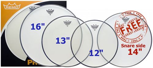 Remo - Pack peaux remo ambassador transparentes - 12/13/16 + 14