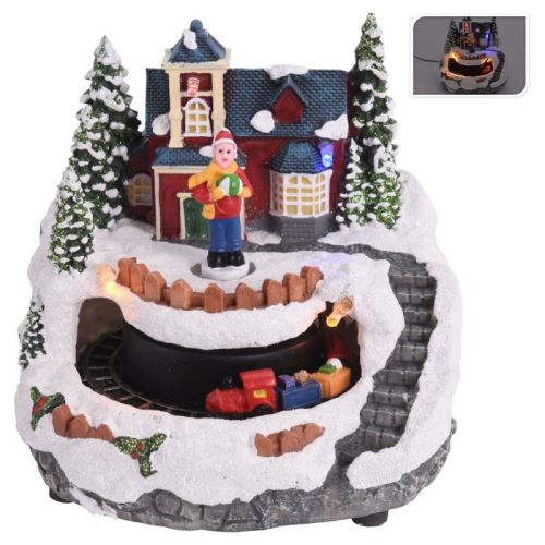 Scene De Noel Lumineuse Et Anime 17 X 18 Cm Decoration Hiver Fete Achat Prix Fnac