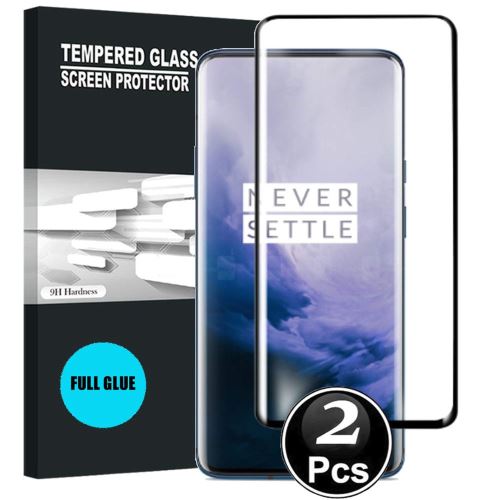 OnePlus 7 Pro Vitre protection d'ecran en verre trempé incassable protection integrale Full 3D Tempered Glass FULL GLUE - [X2-Noir]