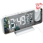 Radio-réveil à Projection YOUKUKE Surface de Miroir pour Le Maquillage numérique LED - Blanc