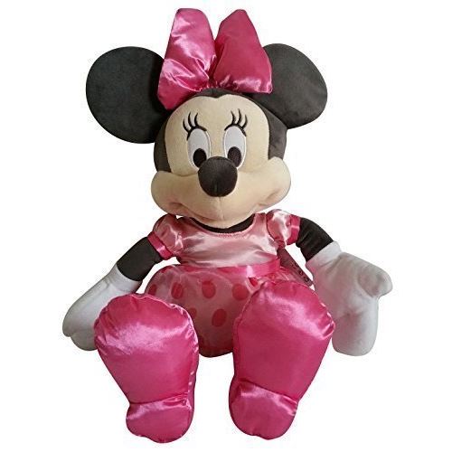 Poupée Disney en peluche Minnie Mouse grise, Robe en satin rose à pois, 17 h