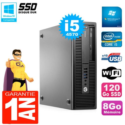 Pc hp elitedesk 800 g1 sff core i5-4570 ram 8go 120 go ssd graveur dvd wifi w7