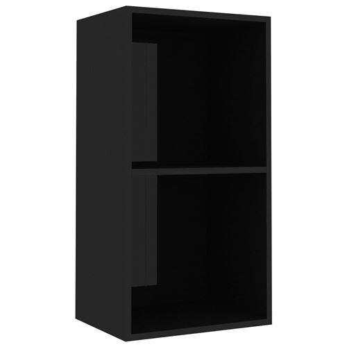 vidaXL Bibliothèque à 2 niveaux Noir brillant 40x30x76,5 cm Aggloméré