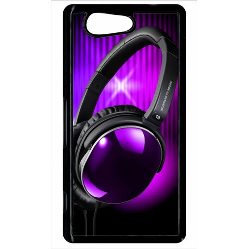Coque Xperia Z4 Compact Casque Audio Violet Fond Noir