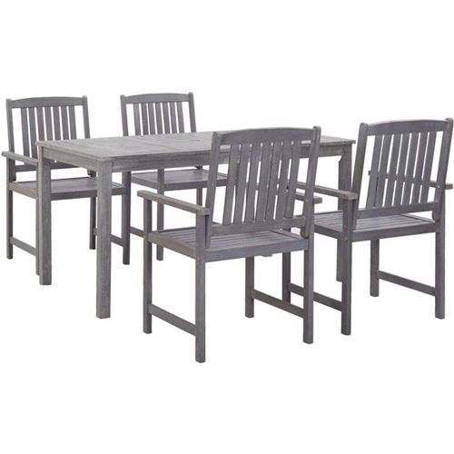 Vidaxl Gris Salon De Jardin En.casa Bois Massif 5 Pieces