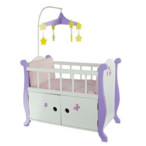 Olivias Little World - Princess Baby Doll Furniture - Crib with Storage (White) | 18 Inch Wooden Doll Furniture