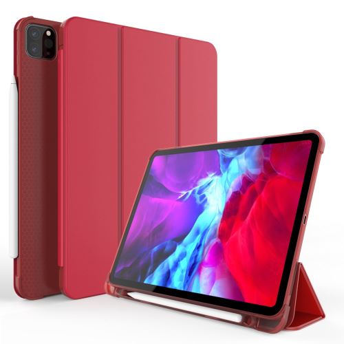 Etui en PU + TPU triple avec support et porte-stylo rouge pour Apple iPad Pro 11 pouces (2020)