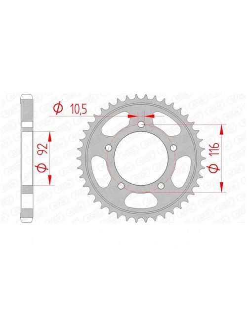 Couronne AFAM 42 dents acier standard pas 530 type 16900