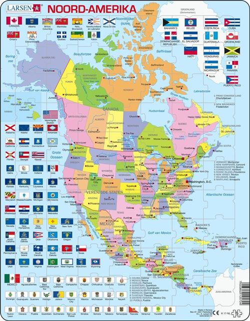 Larsen carte maxi puzzle : Noord Amerika70 pièces