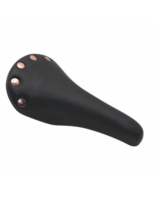 Selle ddk route vintage colori noir avec rivets rail acier 263x148mm