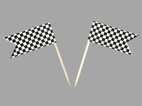 Sachet de 10 petits Drapeaux à Damier en papier - 2,8 x 5 x 8 cm