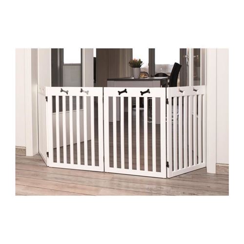 TRIXIE Barriere de securite - 4 pieces - 60-160x75 cm - Blanc - Pour chien