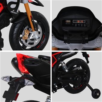 Aprilia noire Dorsoduro 900 moto électrique pour enfants 12V 45Ah 1 place  avec autoradio - Véhicule électrique pour enfant - Achat & prix