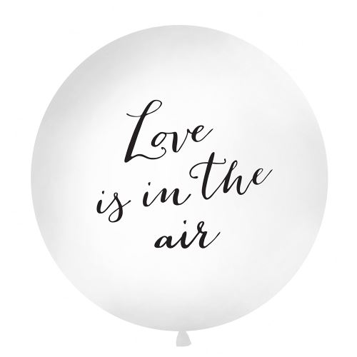 ballon latex géant 1m blanc love is in the air noir
