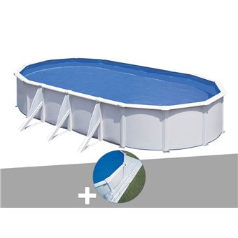 Kit piscine acier blanc Gré Fidji ovale 6,34 x 3,99 x 1,22 m + Tapis de sol - 1