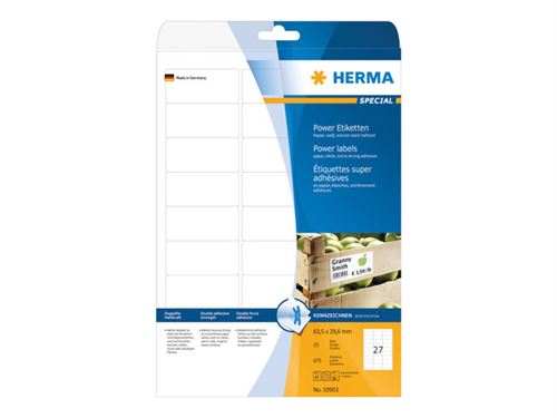 Herma Power Etiquette SPECIAL, 63,5 x 29,6 mm, blanc - Lot de 2