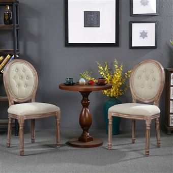 Chaises Patinéamp; Capitonné Lot Médaillon Louis Beige 2 De Tissu Bois Style Xvi OwPlXTikZu