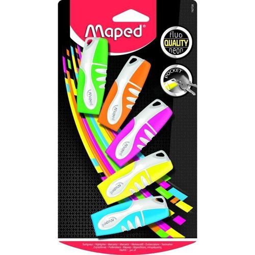 MAPED Pochette de 5 Surligneurs Peps fluo - Couleur assorties 742728