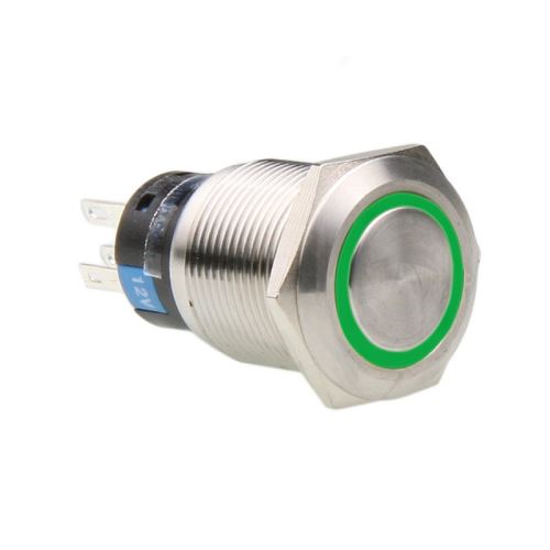lamptron lamptron vandalismustaster / schalter 19mm - silverline - green noir