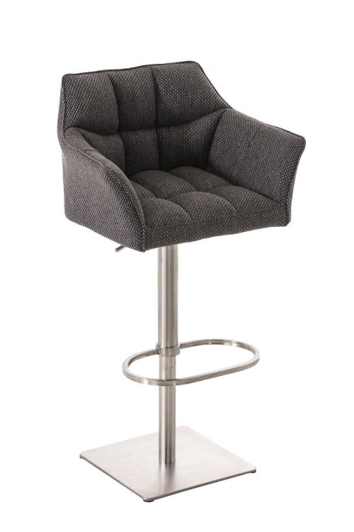 CLP Tabouret de bar Damaso en Tissu , Gris titane/Acier inoxydable