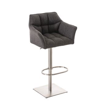 CLP Tabouret de bar Damaso en Tissu , Gris titane/Acier inoxydable - 1