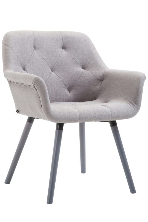 Chaise de Salle à manger avec design scandinave Cassidy en Tissu - Chaise avec accoudoirs - Piètement Bois de Hêtre Gris - Couleur Gris