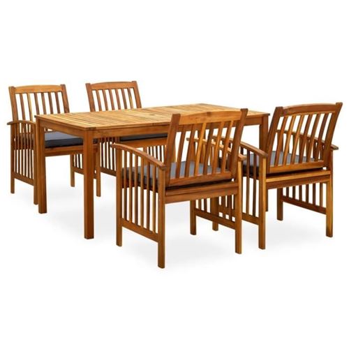 Non Communiqué Marron Vidaxl Mobilier À Dîner De Jardin, 5 Pcs Avec Coussins Acacia Solide