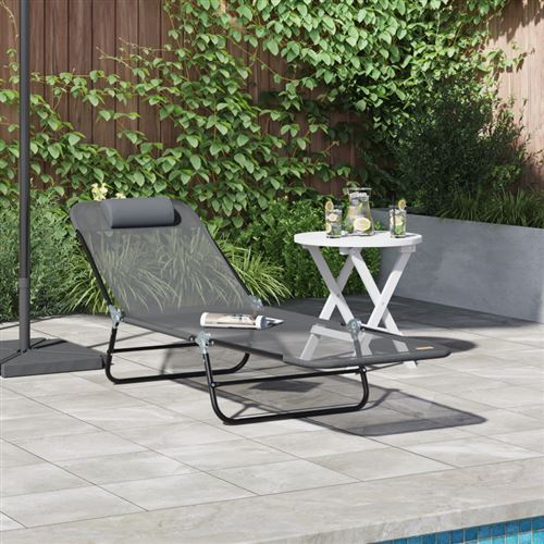 Vidaxl - Lettino Prendisole Pieghevole Grigio 182 X 55 X 85.5cm
