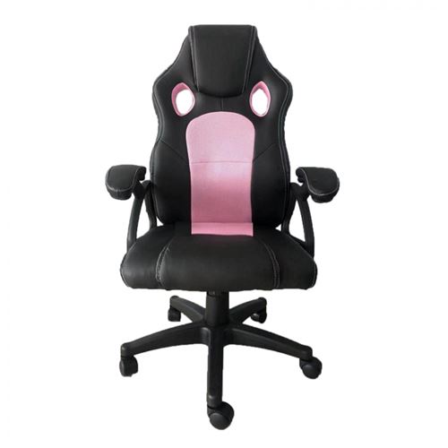 Chaise de bureau enfant junior - chaise gamer - style racing gaming - noir rose