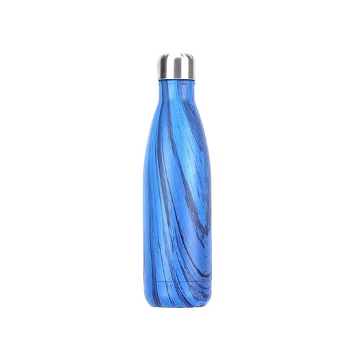 Bouteille Isotherme VORMOR 500ml Gourde Metal INOX Réutilisable Motif Bois - Bleu