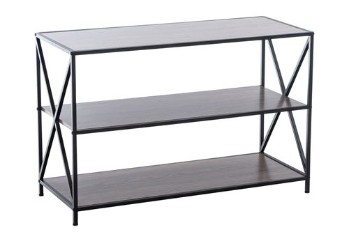 Meuble console Mendig dans le style Industriel avec Plateaux en bois et cadre en métal , Marron