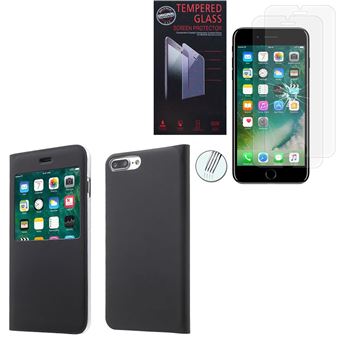 annaPrime - Housse à clapet fenêtre d'affichage intélligente pour iPhone 7 Plus 5.5 - NOIR + 2 Verres Trempés - 1