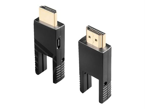 Lindy - Câble HDMI avec kit Ethernet - HDMI micro mâle pour HDMI micro mâle - 40 m - cuivre hybride/fibre optique - noir - support 4K