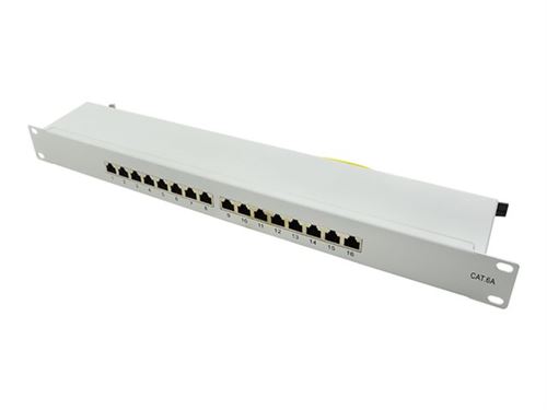 LogiLink - Tableau de connexions - montable sur rack - RJ-45 X 16 - gris, RAL 7035 - 1U - 19
