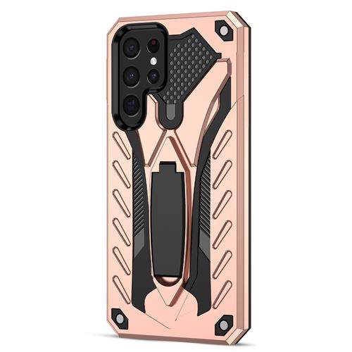 Coque pour Samsung Galaxy S22 Ultra avec Support Pliable Etui Frusde Anti-poussière Anti-chute - Rose