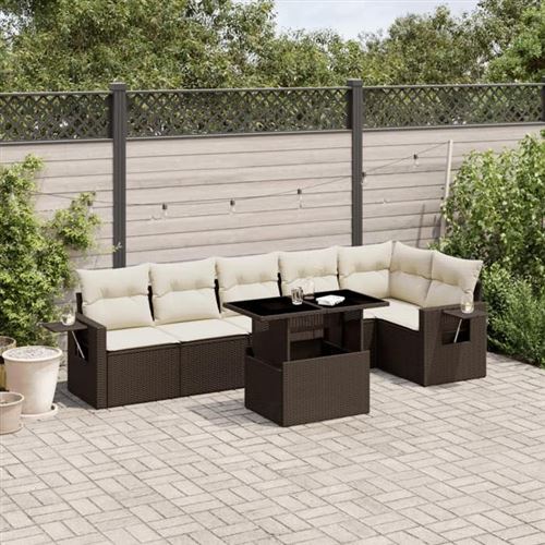 Non Communiqué Marron Salon De Jardin Modulable Vidaxl Rotin 7 Pieces 62 X 62 X 69 Cm