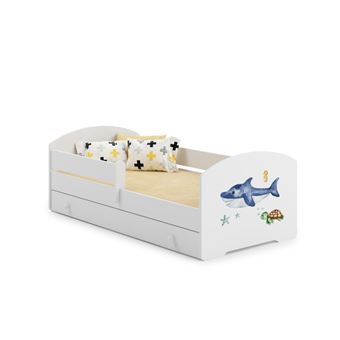 Lit enfant 140x70 REQUIN tiroir de rangement avec matelas - 1
