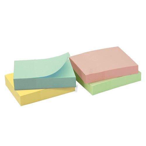 400 Notes adhésives repositionnables pack 4 blocs pastel 37,5 x 50mm