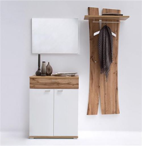 Ensemble de vestiaire 3 éléments coloris blanc et chêne wotan