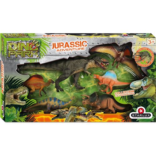 Grand coffret assortiment 6 dinosaures articulés collection jurassic adventure dino park